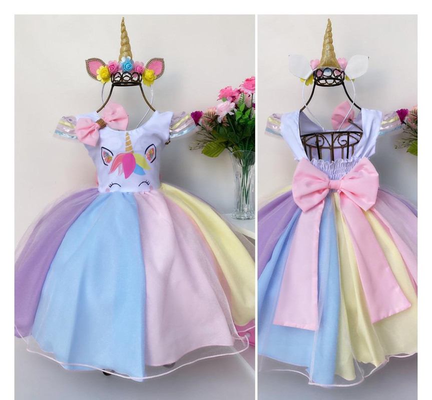 Vestido Infantil Princesa dos Unicórnios