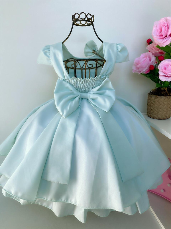 Vestido infantil vestido de princesa para meninas com laço e nó