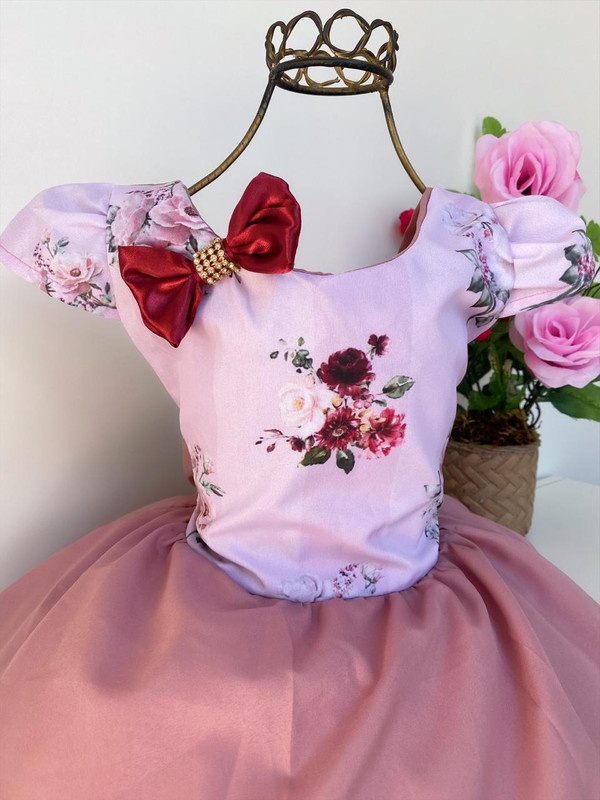 Vestido Infantil Princesas da Disney Rosa Bebê Floral Luxo - Rosa Charmosa  Atacado