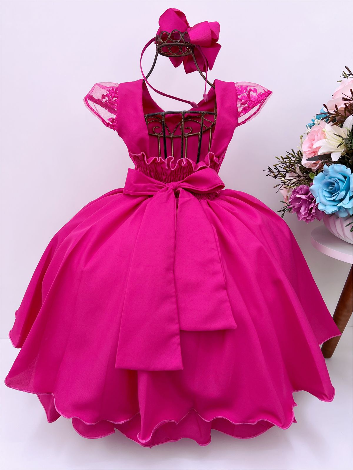 Vestido Infantil Princesa Sofia Lilás Cinto de Strass Luxo - Rosa Charmosa  Atacado