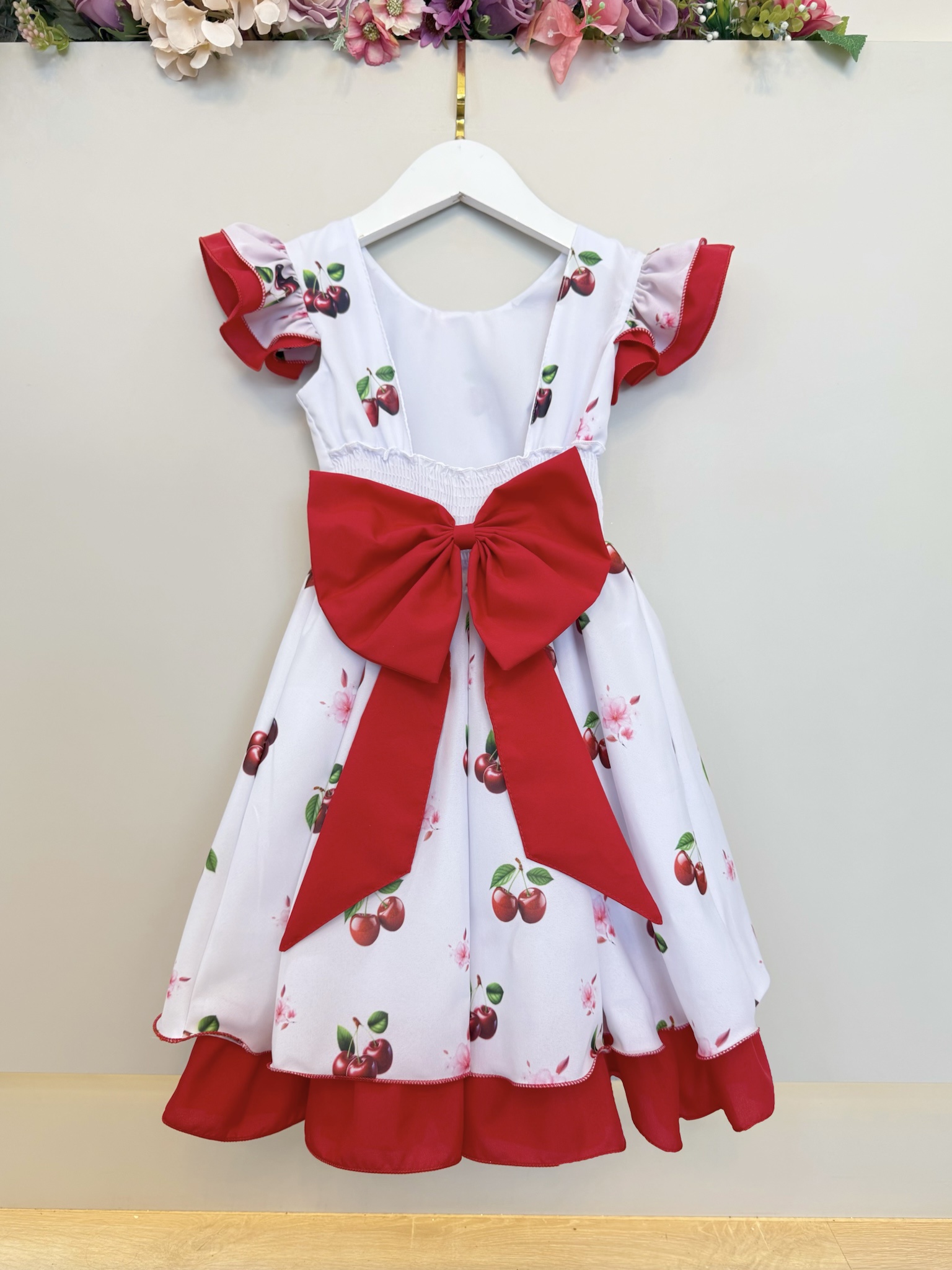 Vestido Infantil Branco e Vermelho com Estampa Cereja Luxo - Rosa ...
