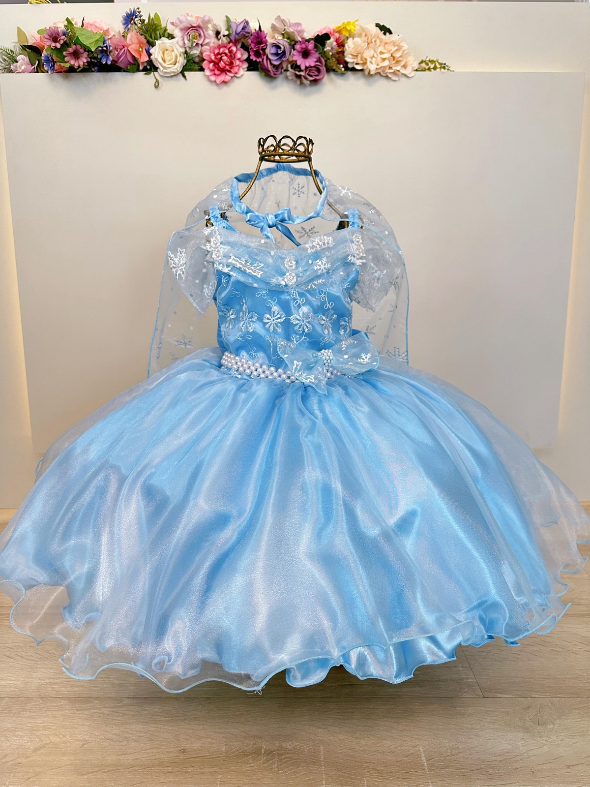 Vestido Infantil Princesas Frozen Elsa Anna C/ Capa FestasV