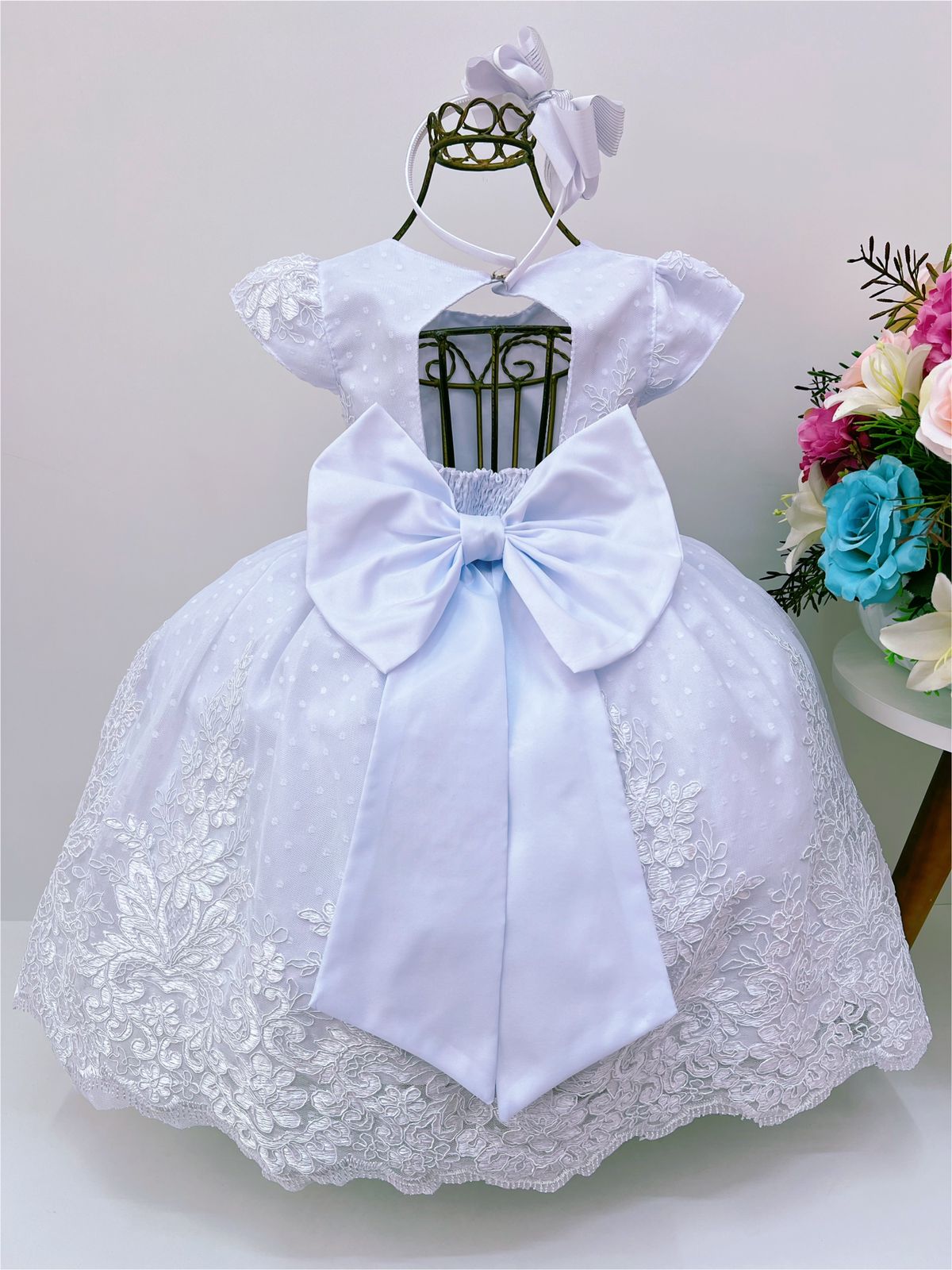 Vestido Infantil Branco Bebê Princesa Luxo Festa Pérolas - Rosa Charmosa  Atacado