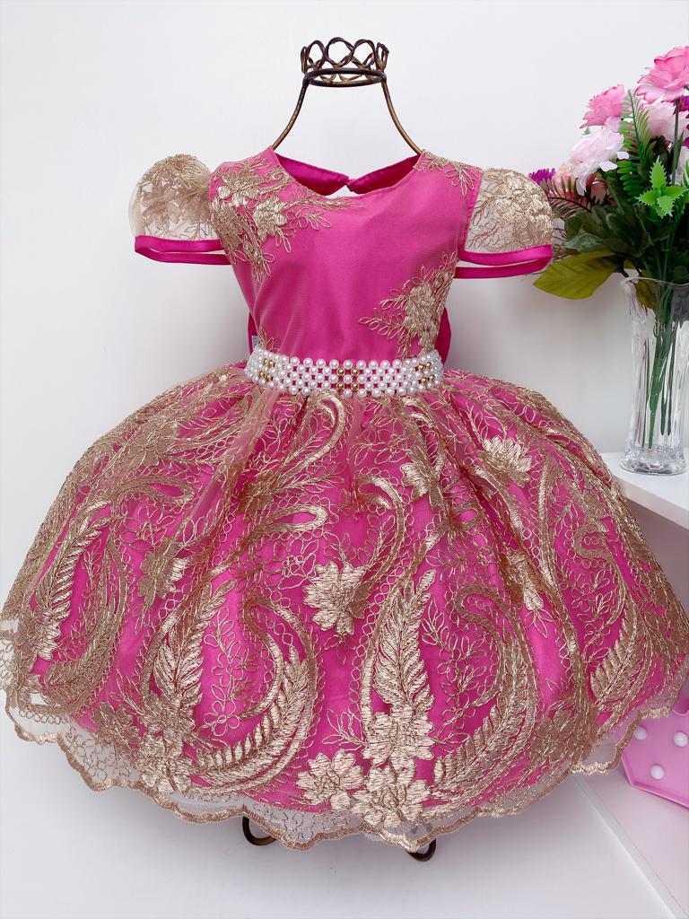 Vestido de princesa deals rosa e dourado