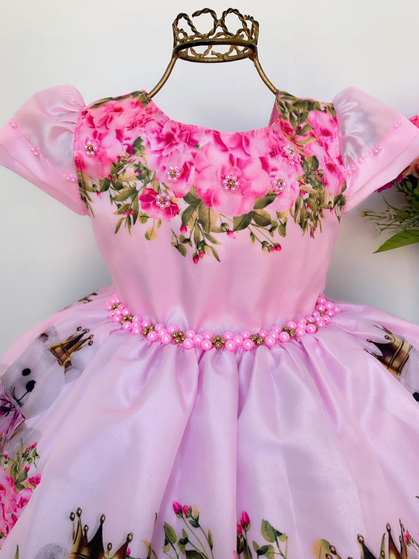 Vestido Infantil Princesas da Disney Rosa Bebê Floral Luxo - Rosa Charmosa  Atacado
