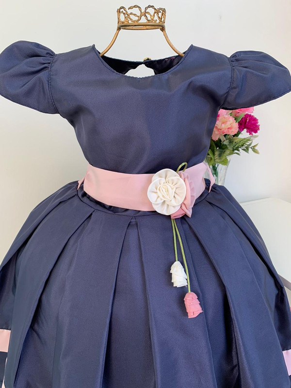 Vestido Infantil Princesa Laçinho Flores