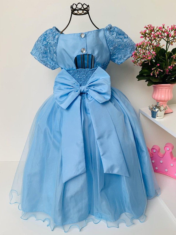 Vestido Infantil Damas Honra Azul Bebê Casamentos Strass - Rosa