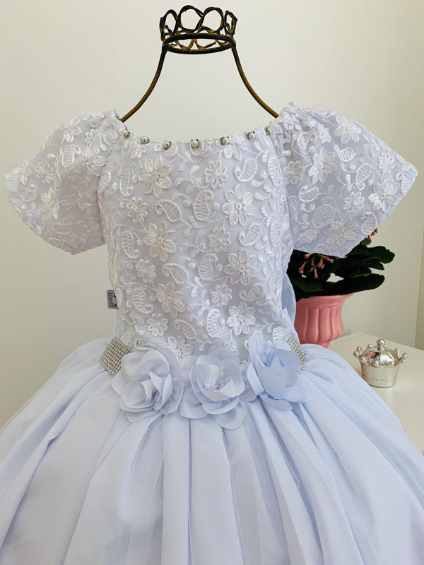 Vestido Infantil Damas Honra Azul Bebê Casamentos Strass - Rosa Charmosa  Atacado