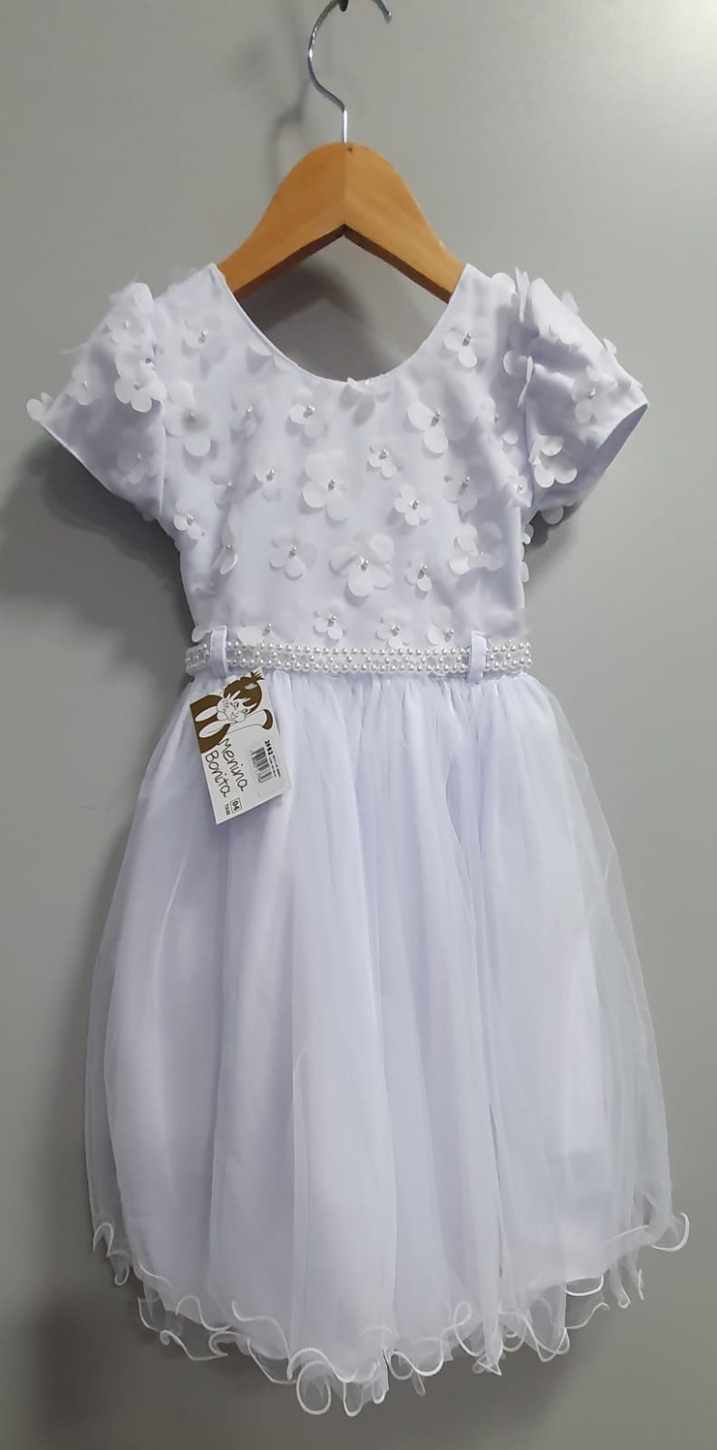 Vestido Infantil Branco Com Renda Festas Casamentos