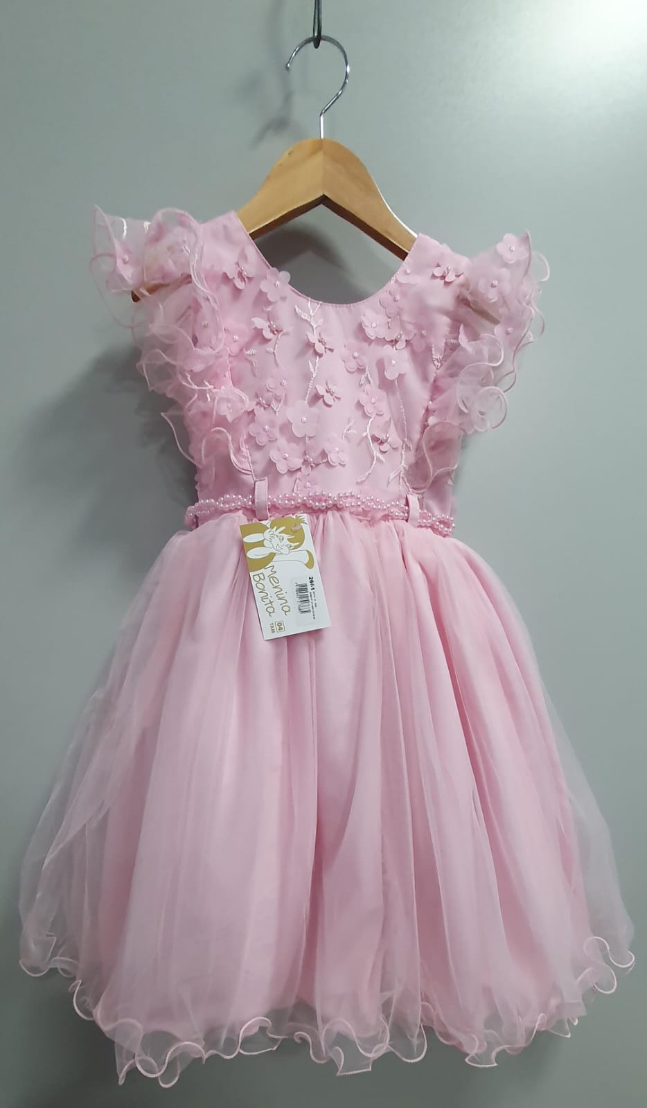 Vestido Infantil Rosa Claro Com Renda Festas Daminhas
