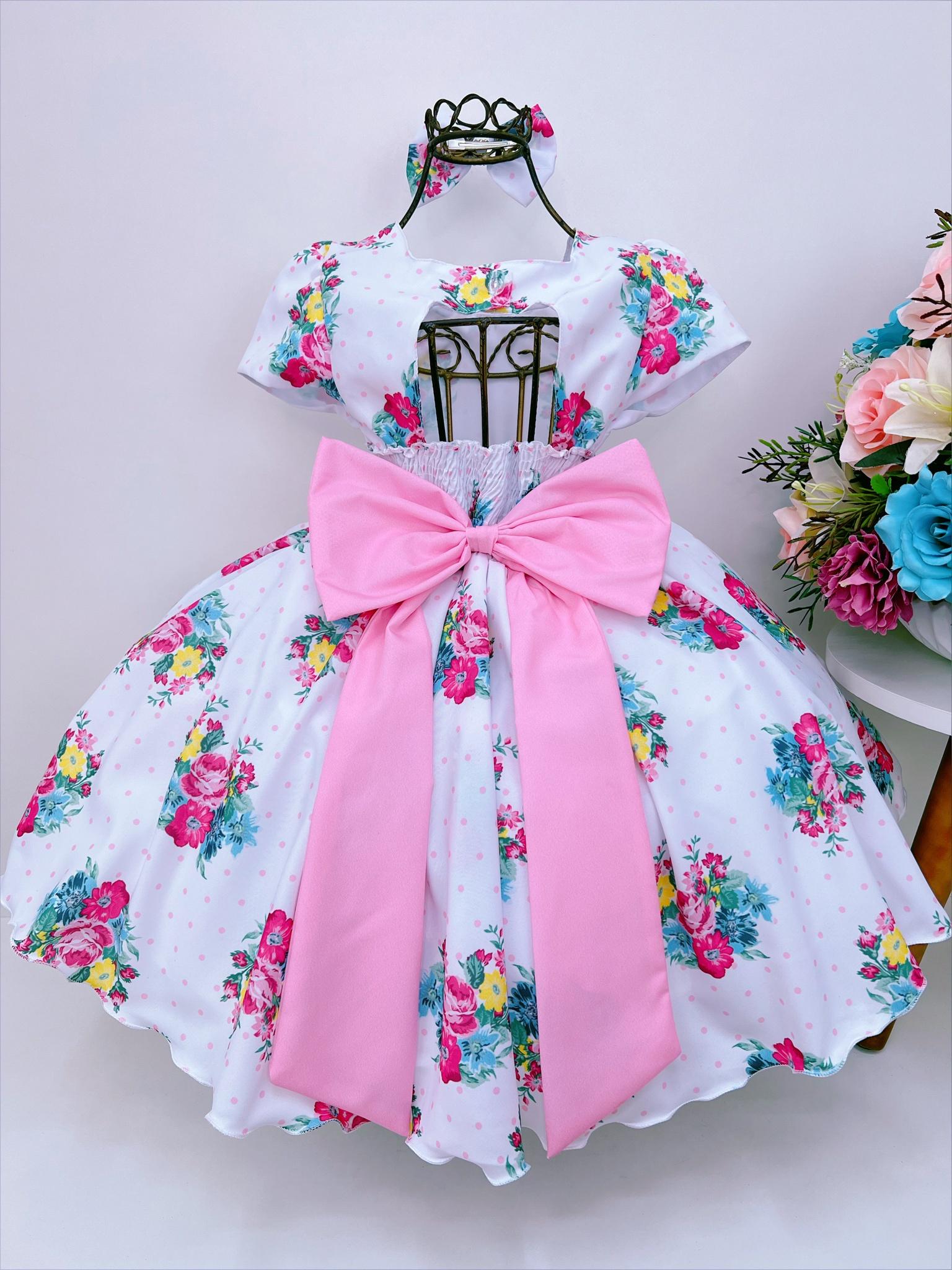 Vestido Infantil Branco Bebê Princesa Luxo Festa Pérolas - Rosa Charmosa  Atacado