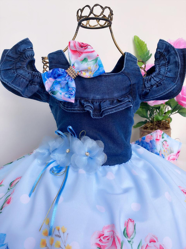 Vestido Infantil Princesas da Disney Rosa Bebê Floral Luxo - Rosa Charmosa  Atacado