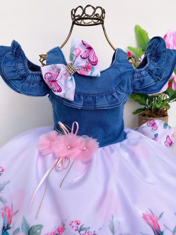 Vestido Infantil Princesas da Disney Rosa Bebê Floral Luxo - Rosa Charmosa  Atacado