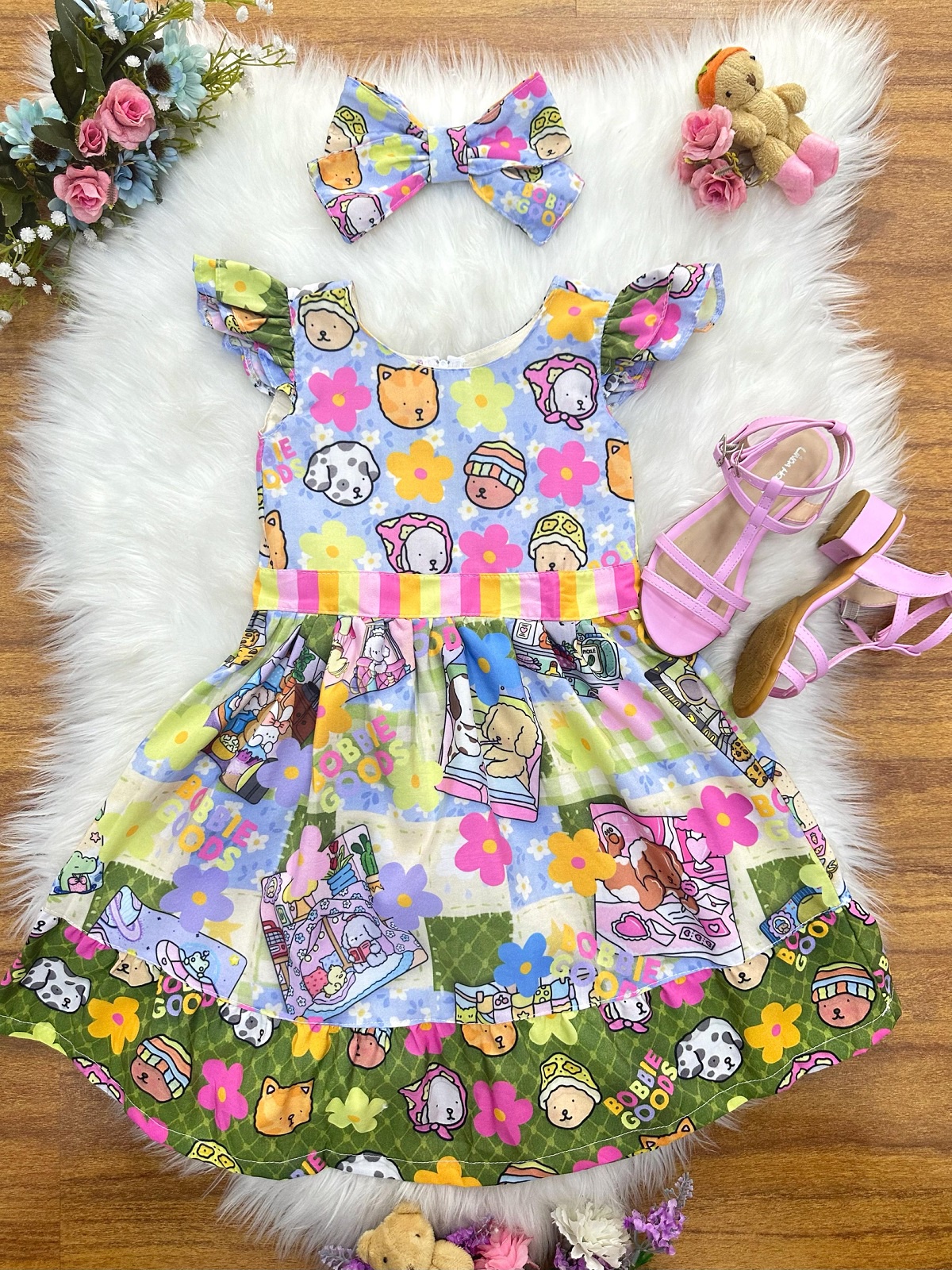 Vestido Infantil Colorido Bobbie goods Festas
