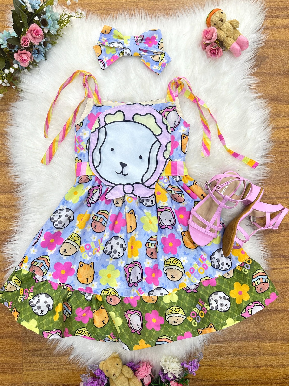 Vestido Infantil de Alça Colorido Bobbie goods Festas