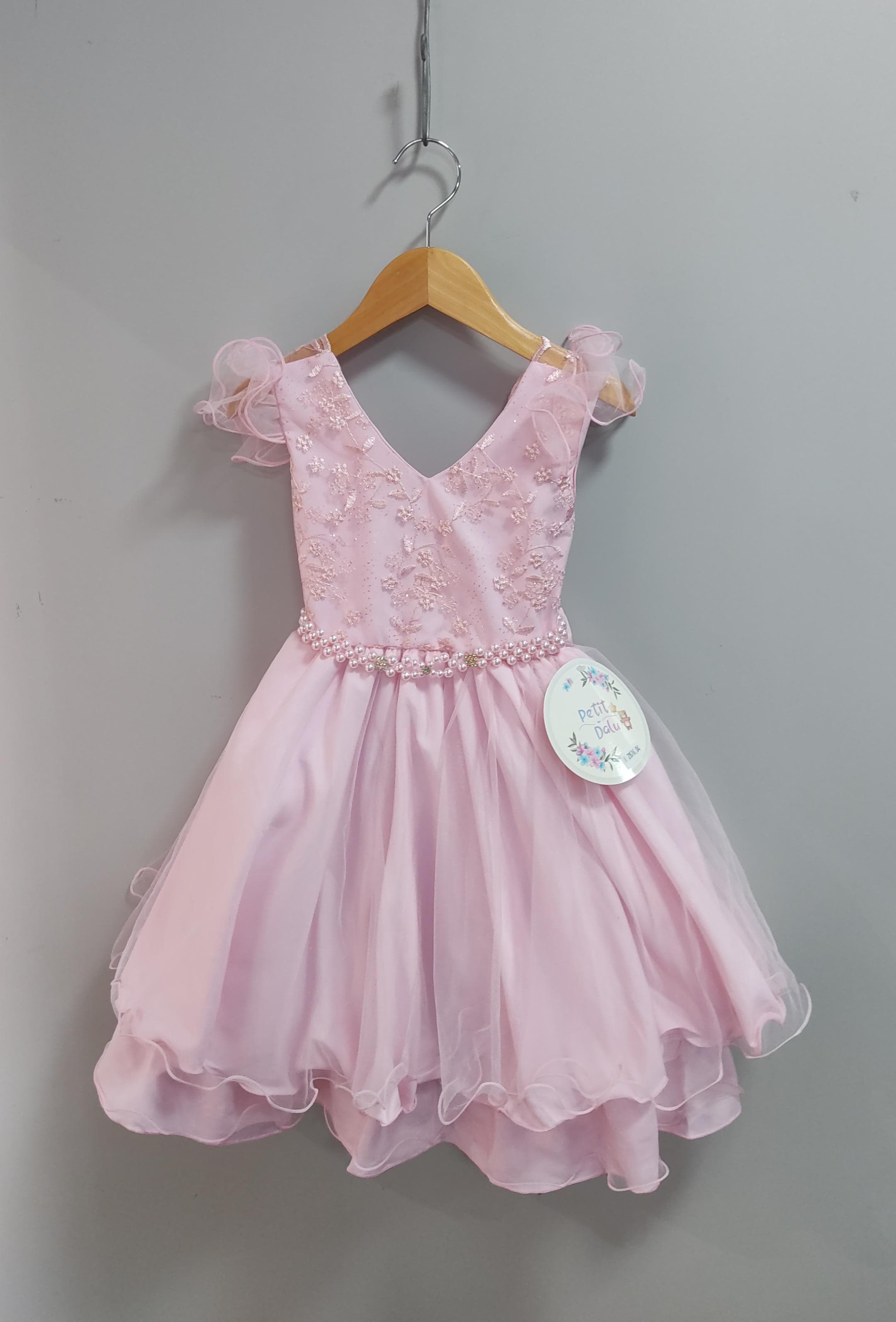 Vestido Infantil Rosa Claro C/ Renda Luxo Festas Daminhas