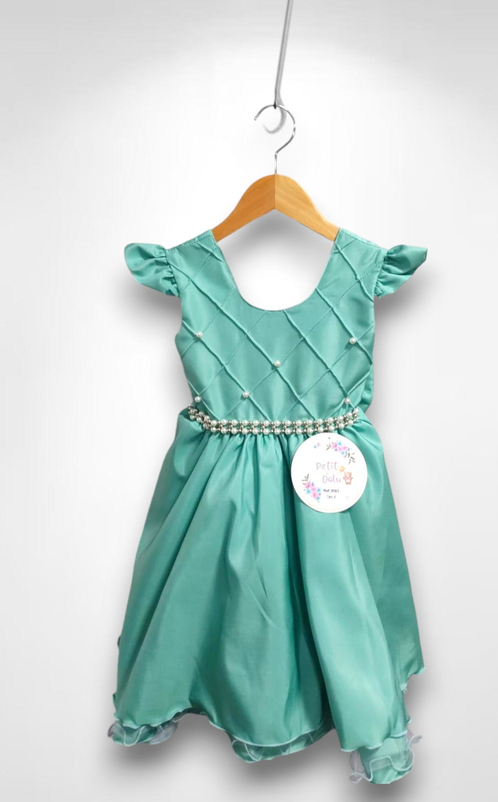 Vestido Infantil Verde Busto Nervura Luxo Festas Daminhas