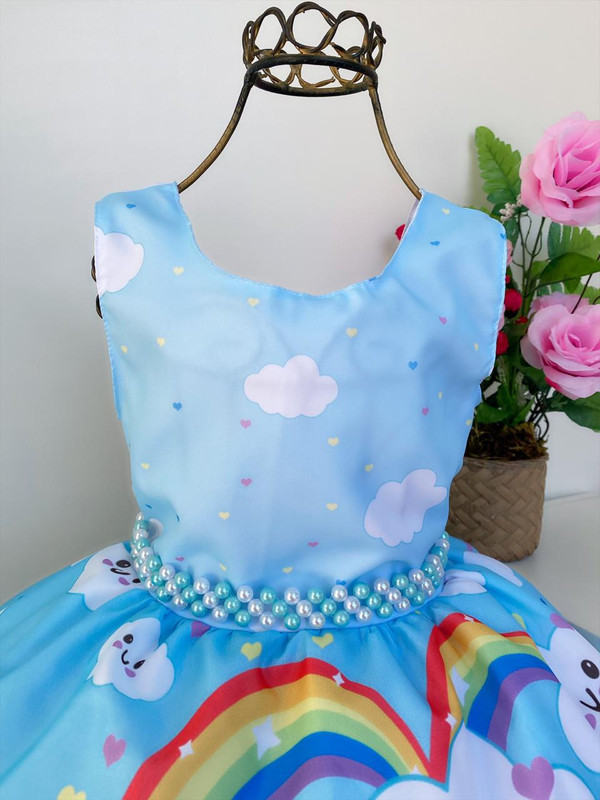 Oblee Marketplace  Vestido Infantil Princesa Temático Chuva De  Benção-Chuva de amor-Nuvem Azul
