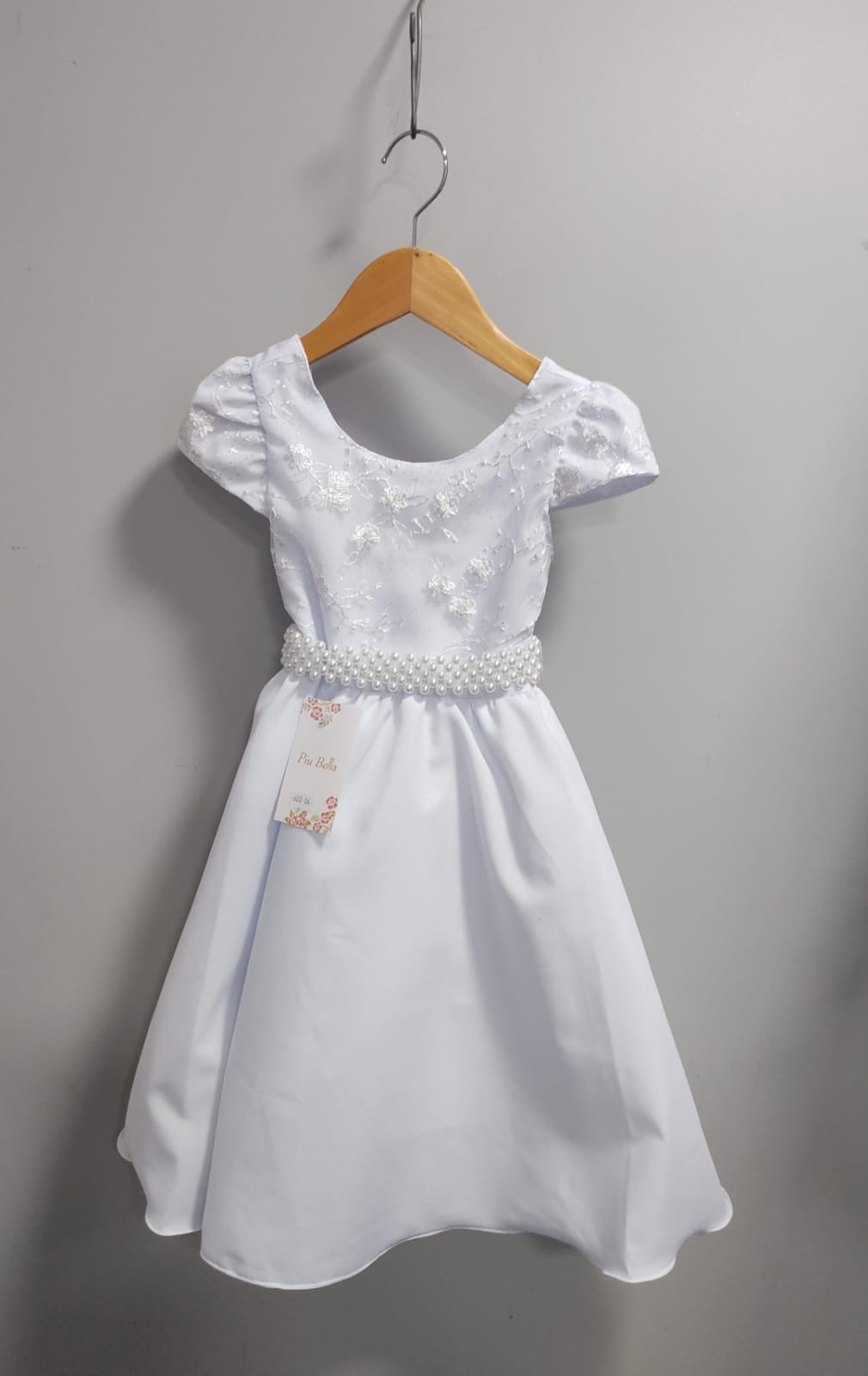 Vestido Infantil Branco Busto Com Renda Daminhas Festas