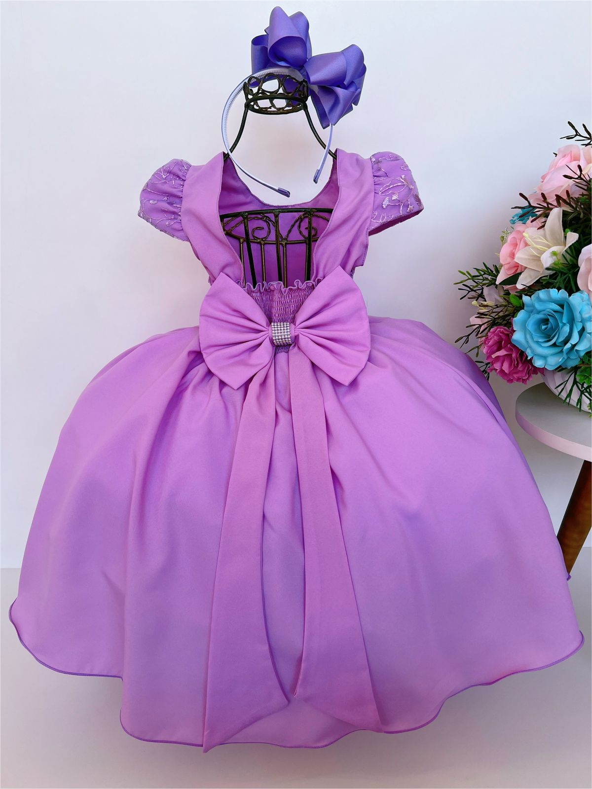 Vestido Infantil Princesa Sofia Lilás C/ Cinto de Pérolas - Rosa Charmosa  Atacado