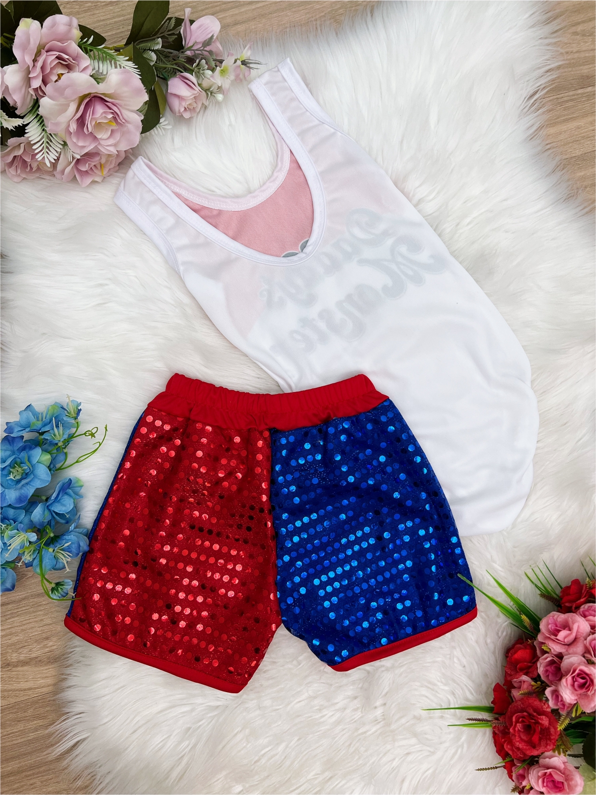 Fantasia Infantil Arlequina Brilho Body e Shorts - Rosa Charmosa Atacado