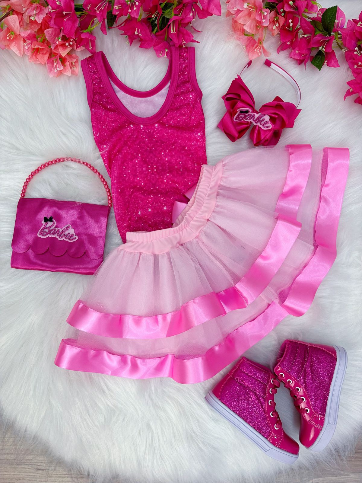 Conjunto Infantil Barbie Menina Roupa Fantasia Barbie Menina