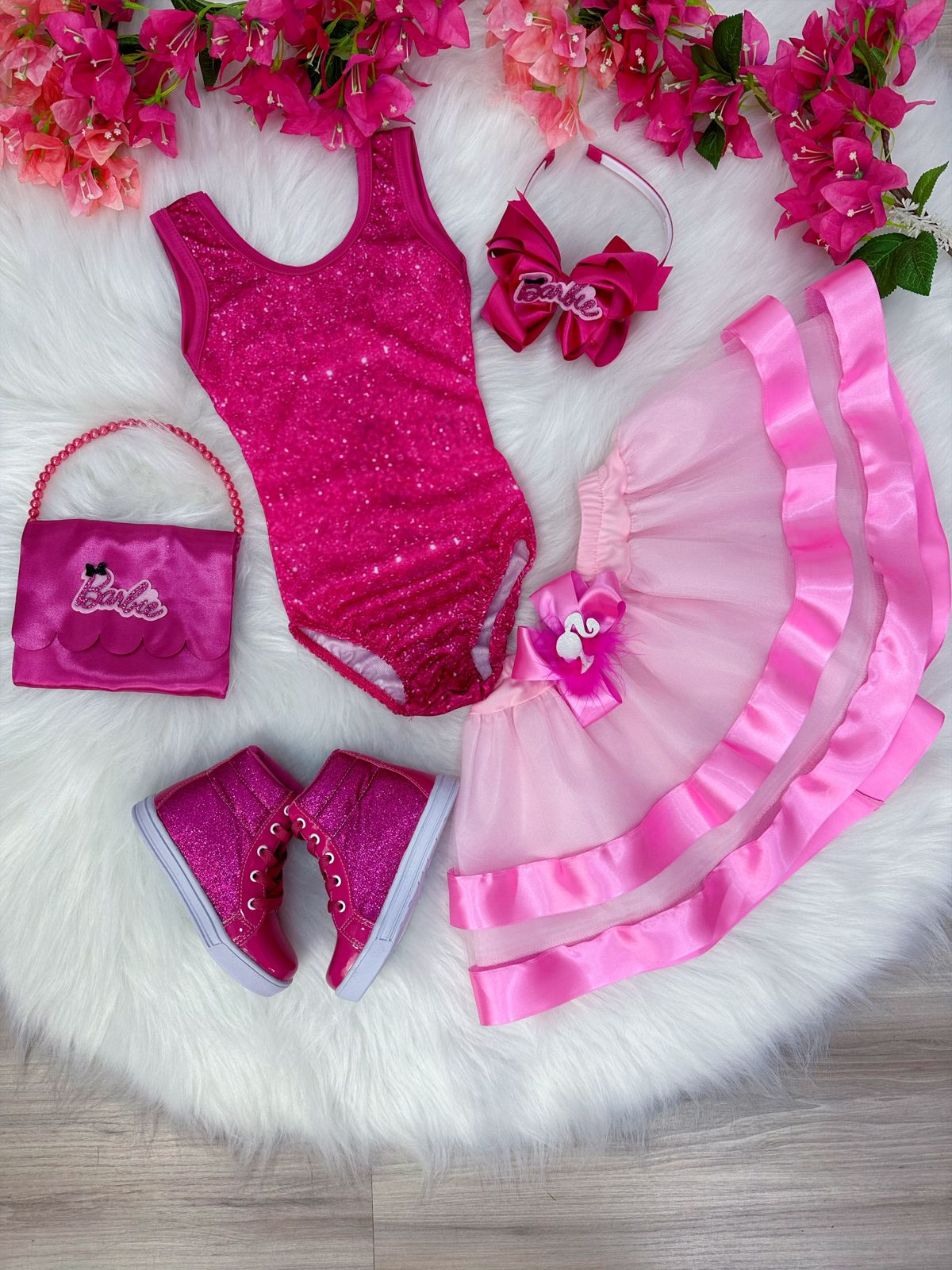 Fantasia Infantil Barbie Pink Body Saia Rosa Com Broche Luxo - Rosa  Charmosa Atacado