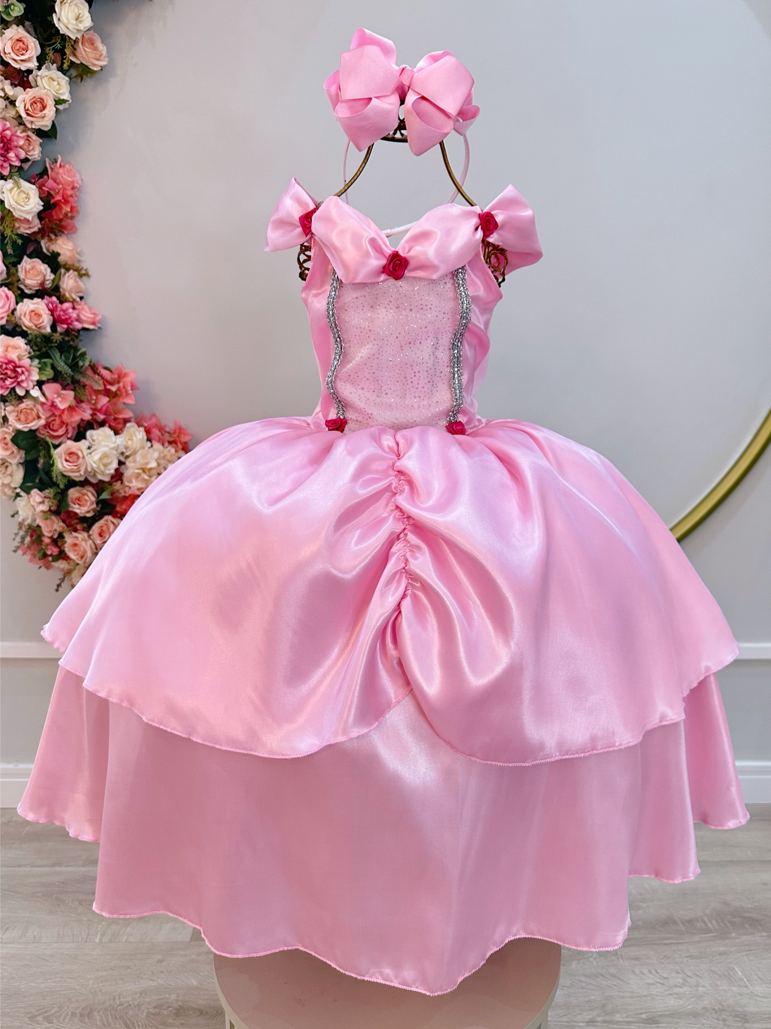 Fantasia Infantil Bela Adormecida e Aurora Rosa Claro Festas