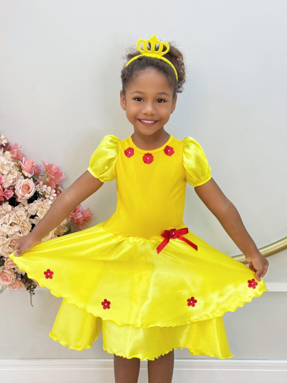 Fantasia Infantil da Bela e a Fera Acompanha a Tiara Luxo