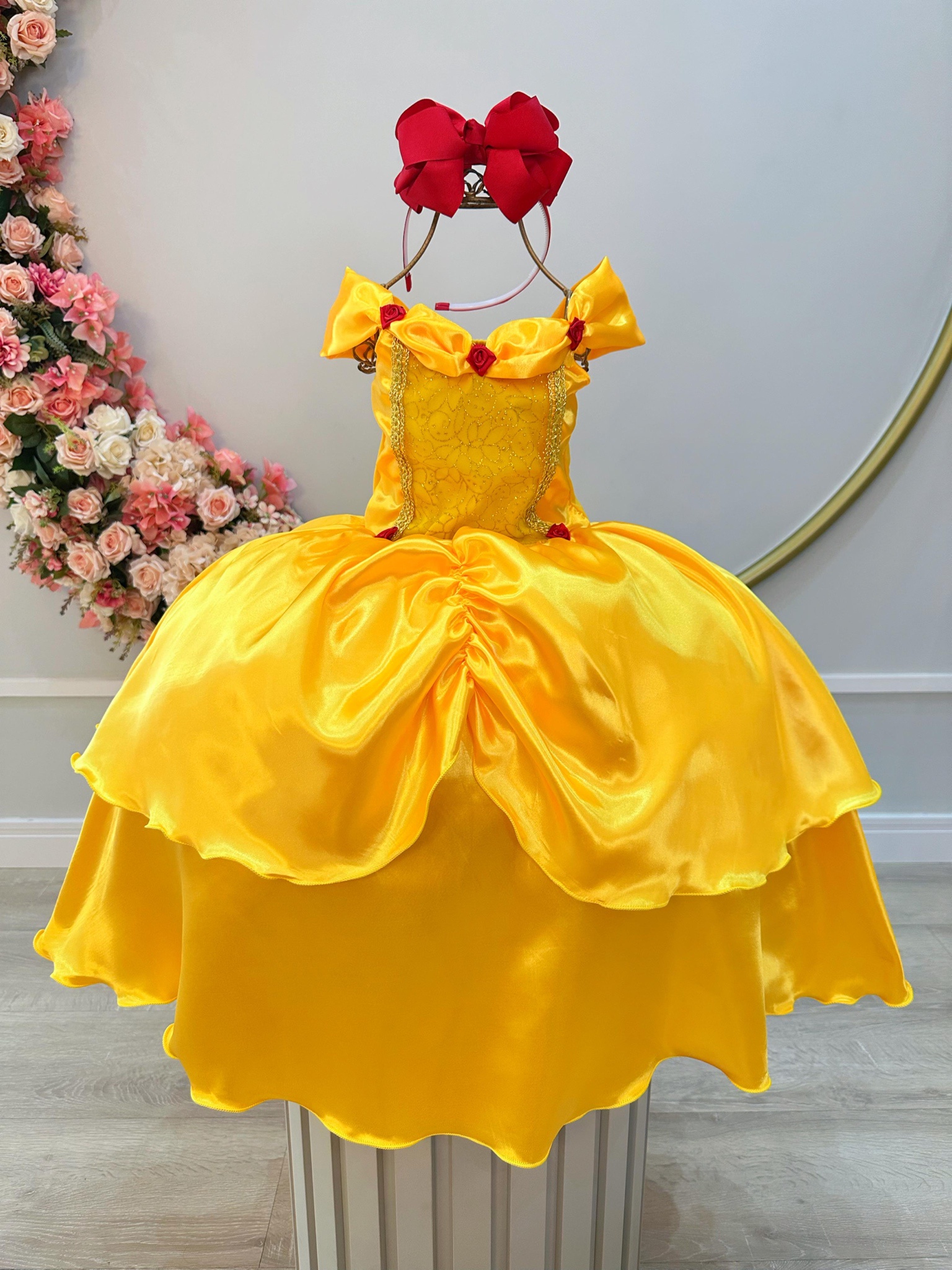 Fantasia Infantil Bela e a Fera Amarelo Festas
