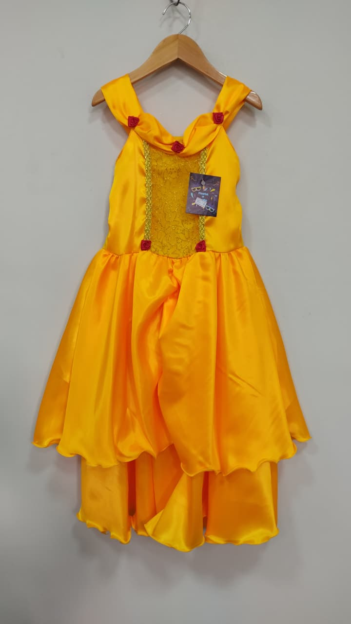 Fantasia Infantil Bela e a Fera Amarelo Ouro Festas