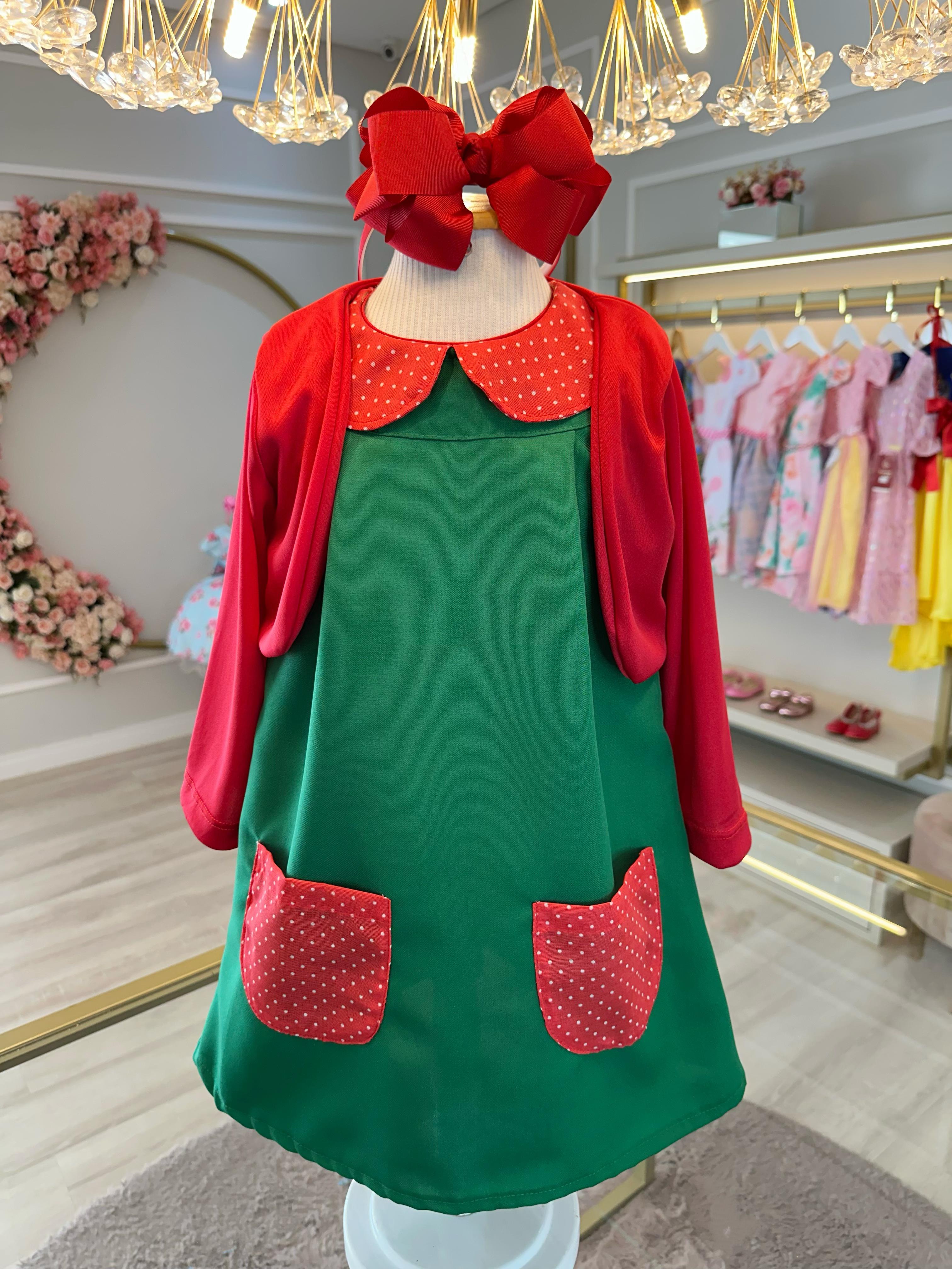 Fantasia Infantil Chiquinha Verde e Vermelho Festas
