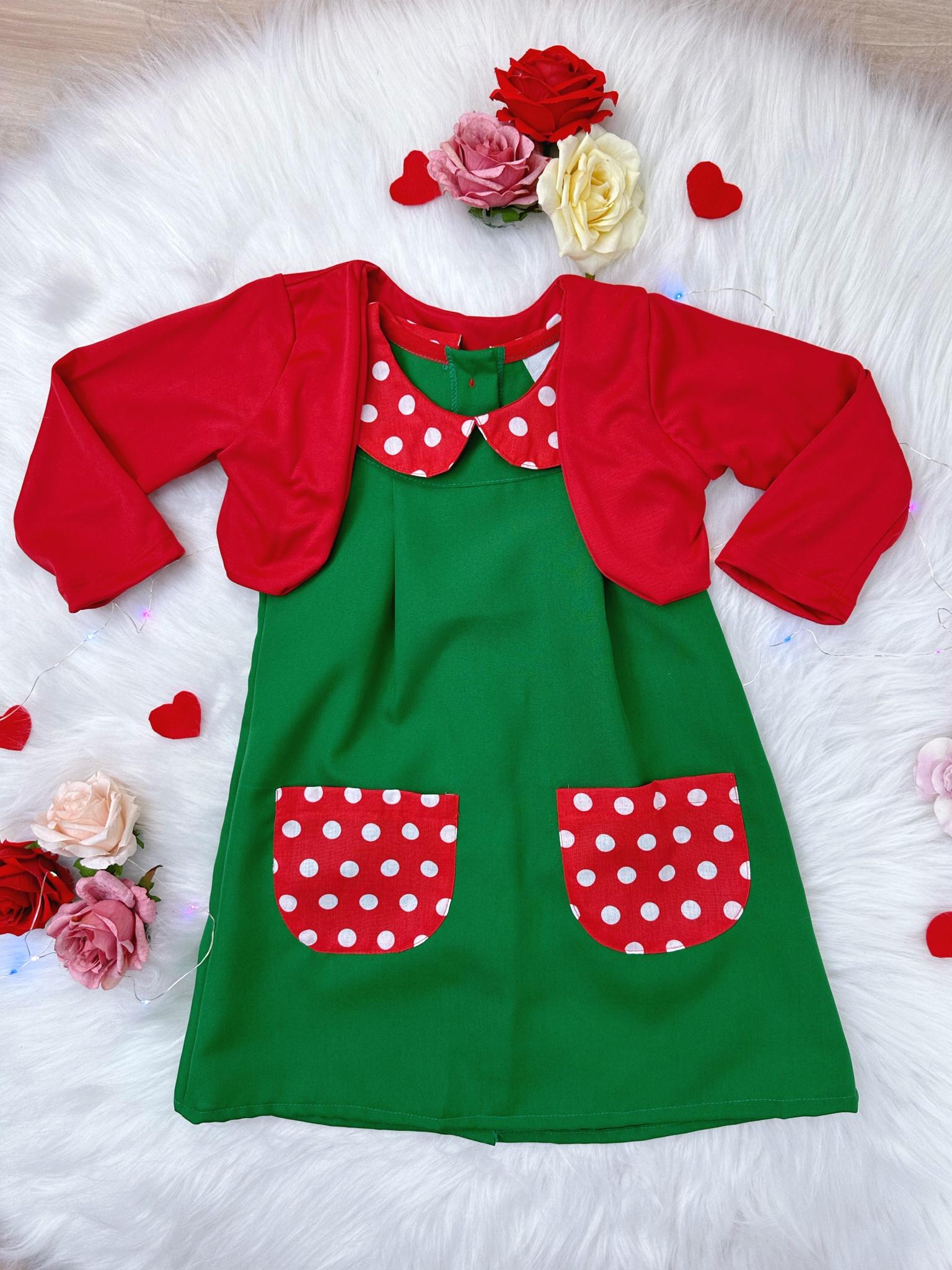 Fantasia Infantil Chiquinha Verde e Vermelho Festas Luxo