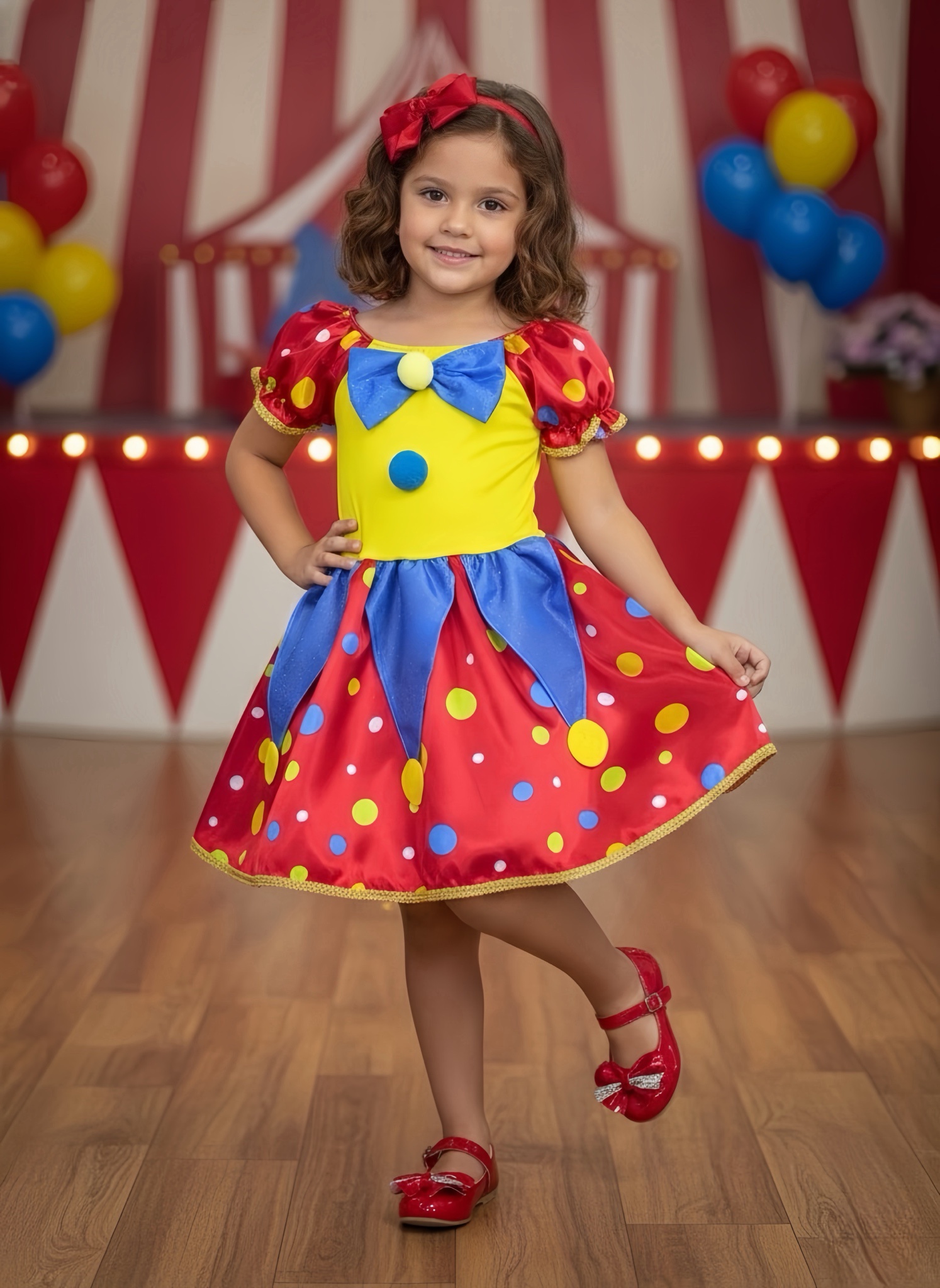 Vestido Infantil Colorida Palhacinha Festas