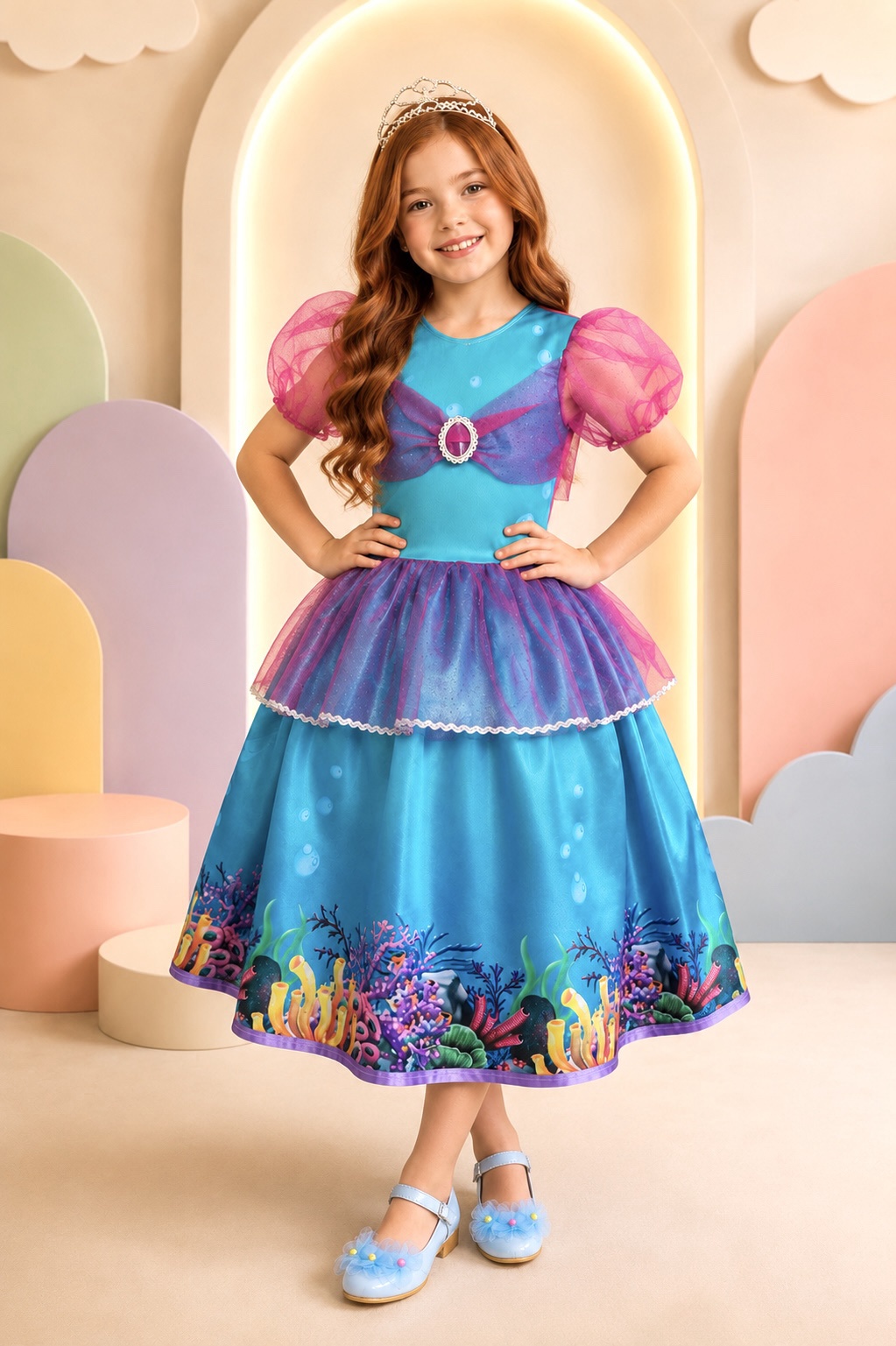 Fantasia Infantil da Princesa Pequena Sereia Ariel Festas
