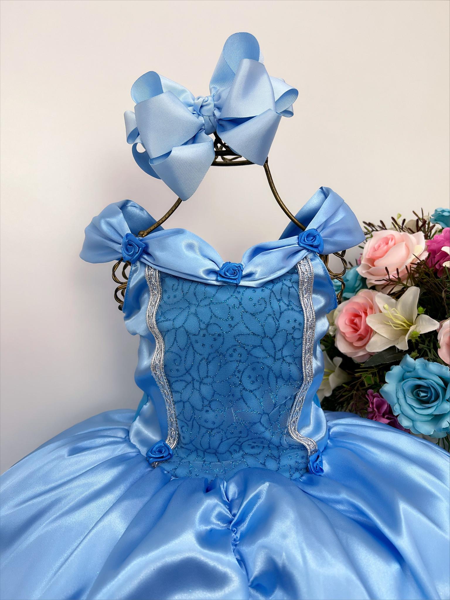 Fantasia Infantil Frozen Cinderela Luxo Festa e Aniversário - Rosa Charmosa  Atacado