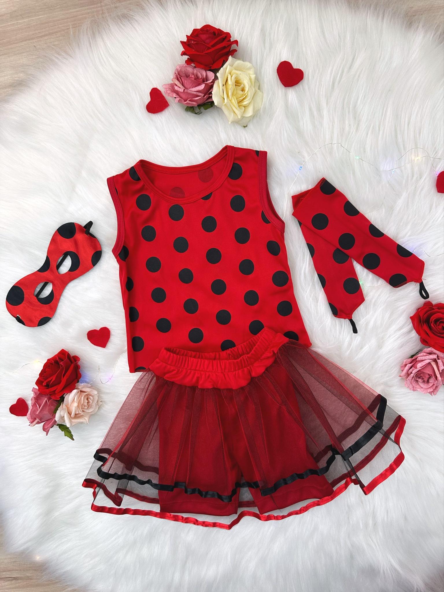 Fantasia Infantil LadyBug com Máscara e Bracelete