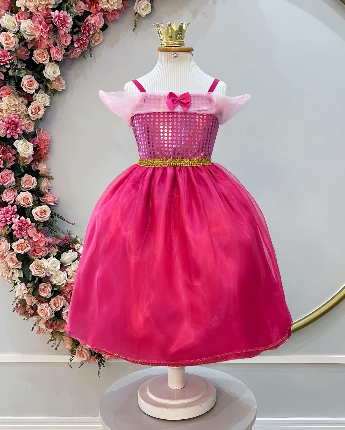 Vestido Infantil Princesa Aurora Luxo Festas