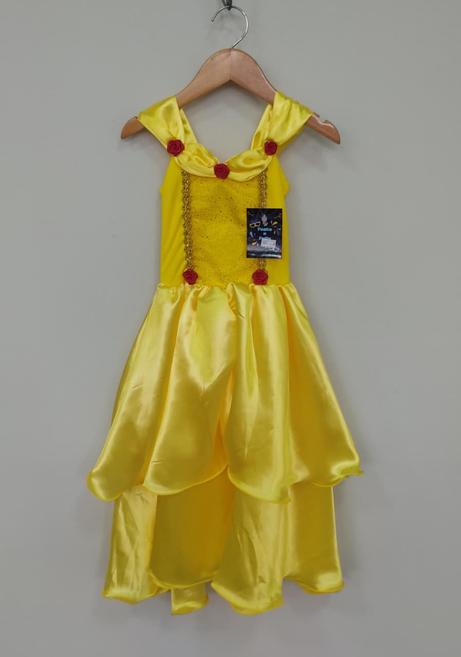Fantasia Infantil Princesa Bela e a Fera Festas Amarelo Claro