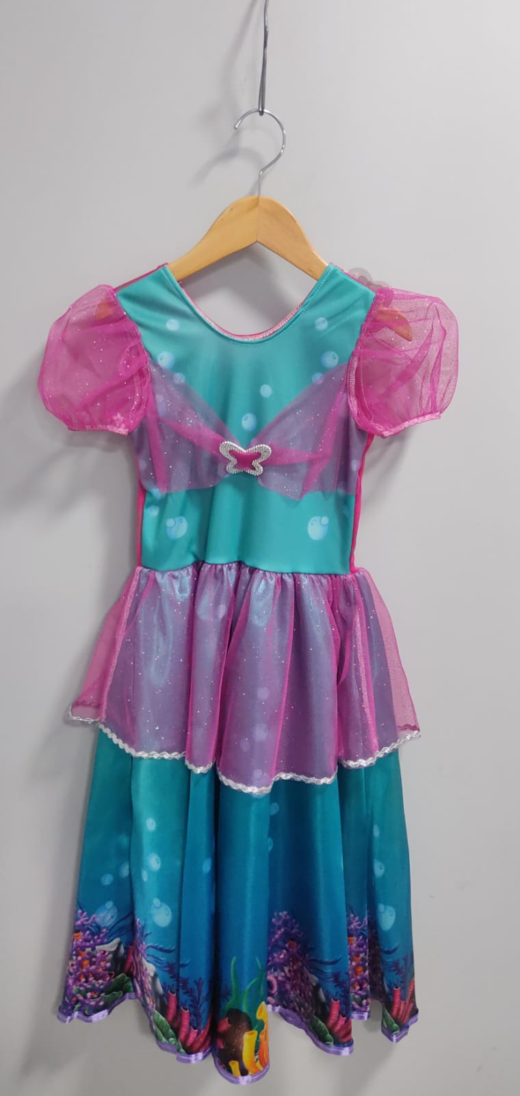 Fantasia Infantil Princesa Pequena Sereia Ariel Festas