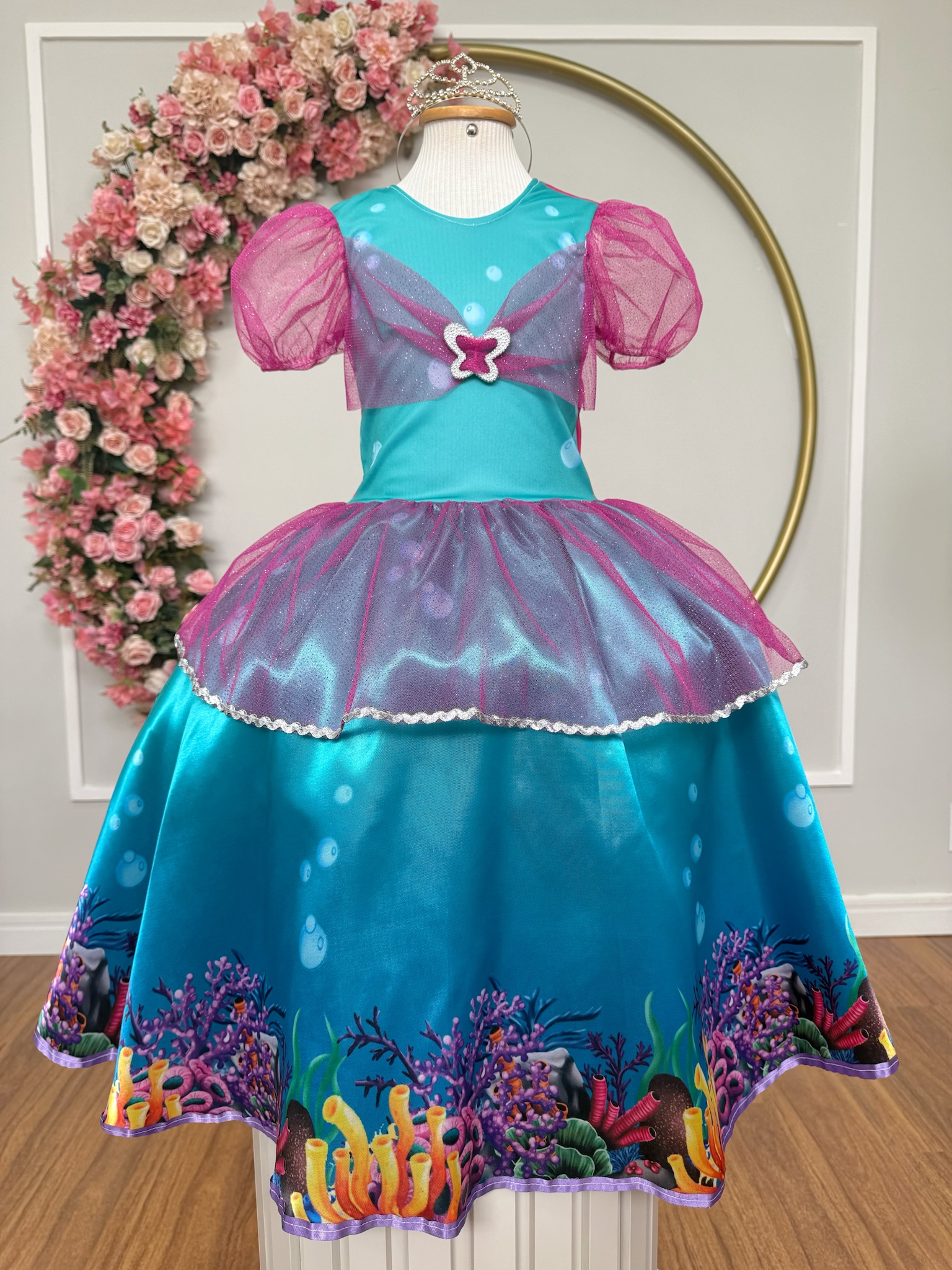Fantasia Infantil Princesa Pequena Sereia Ariel Festas