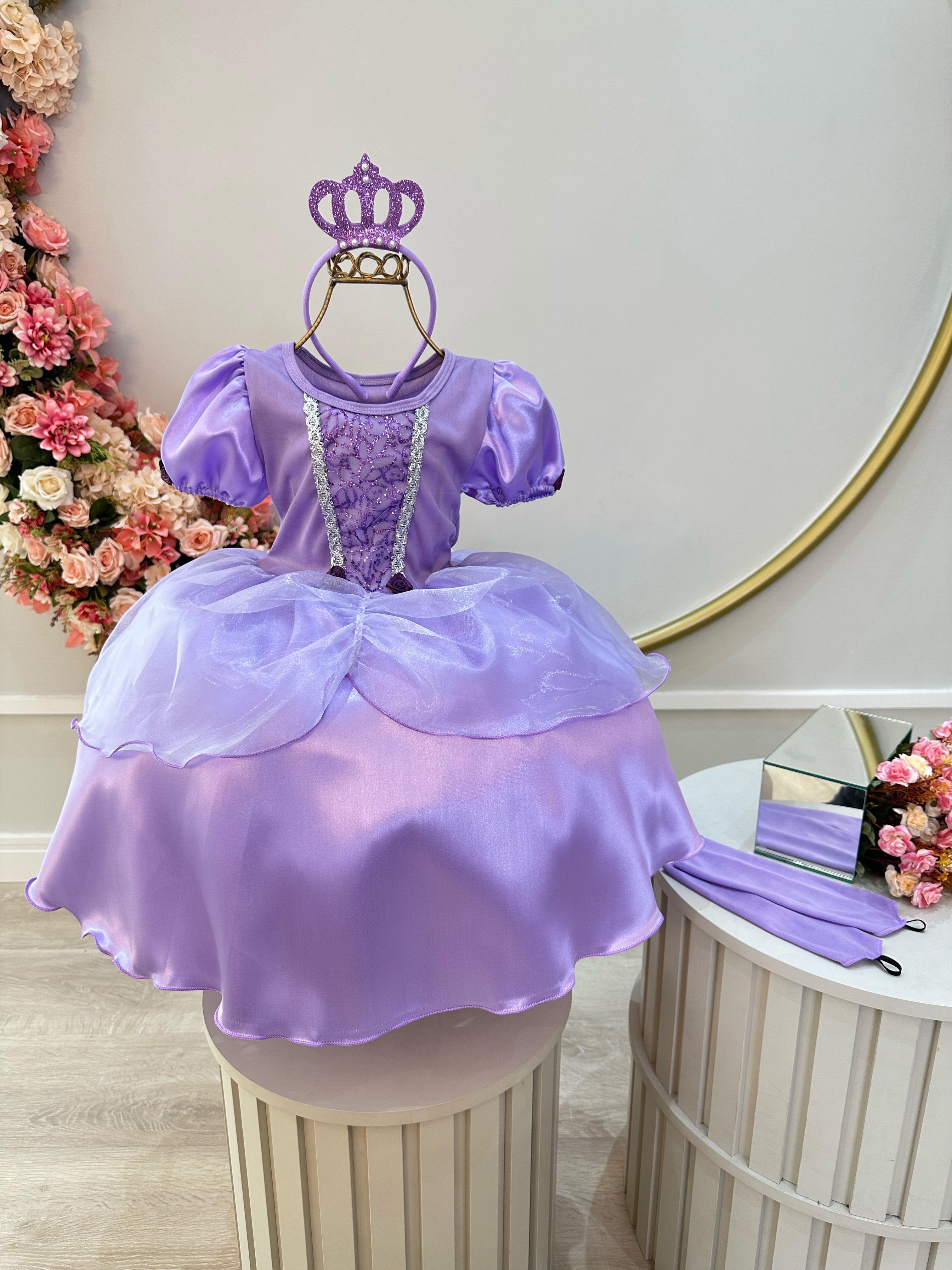 Fantasia Infantil Princesa Sofia com Tiara e Luva
