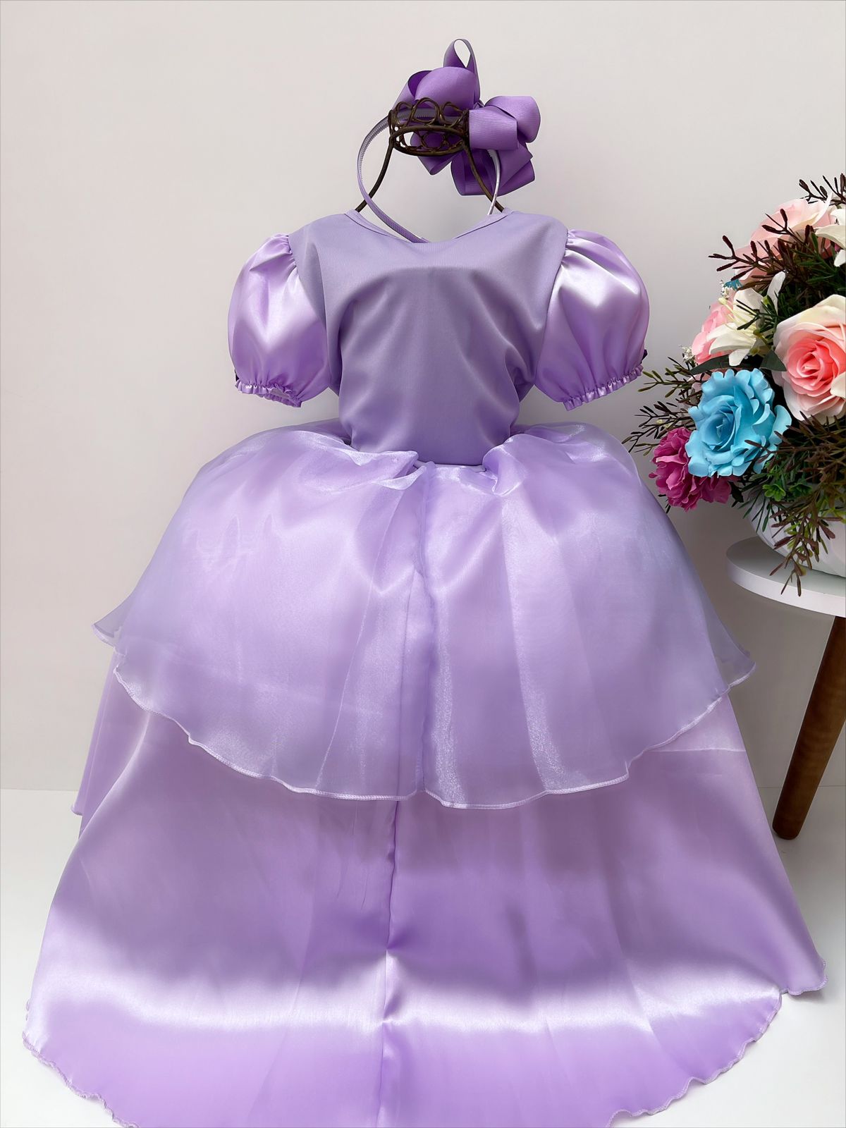Vestido Infantil Princesa Sofia Luxo Festa Aniversário - Rosa