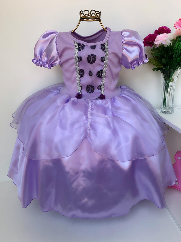 Vestido Infantil Princesa Sofia Luxo Festa Aniversário - Rosa Charmosa  Atacado