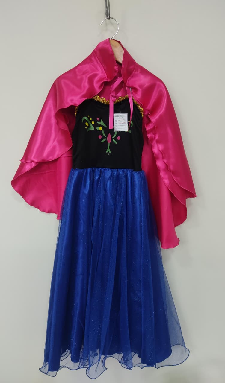 Fantasia Infantil Princesas Anna Frozen C/ Capa Festas Luxo
