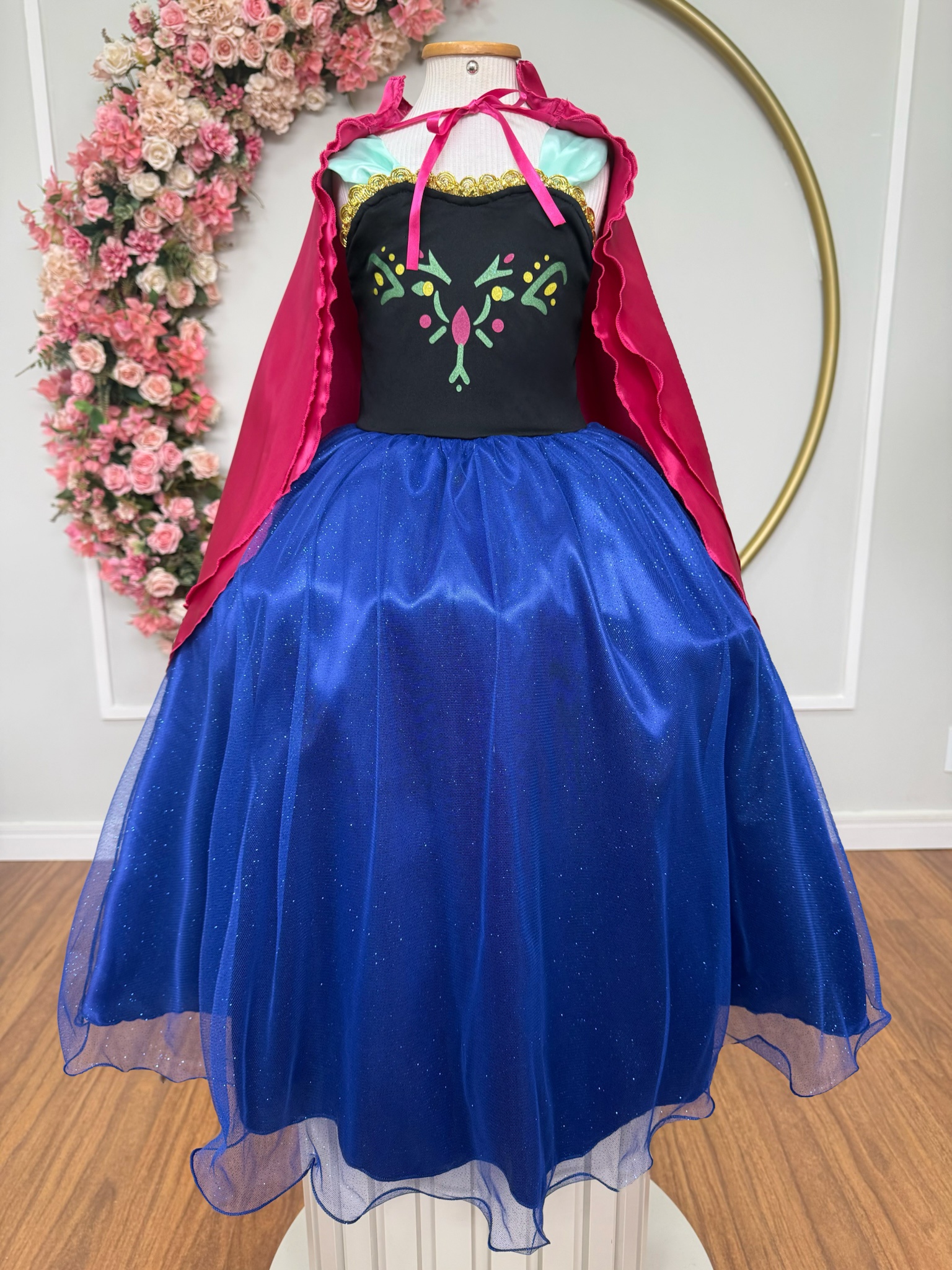 Fantasia Infantil Princesas Anna Frozen C/ Capa Festas Luxo