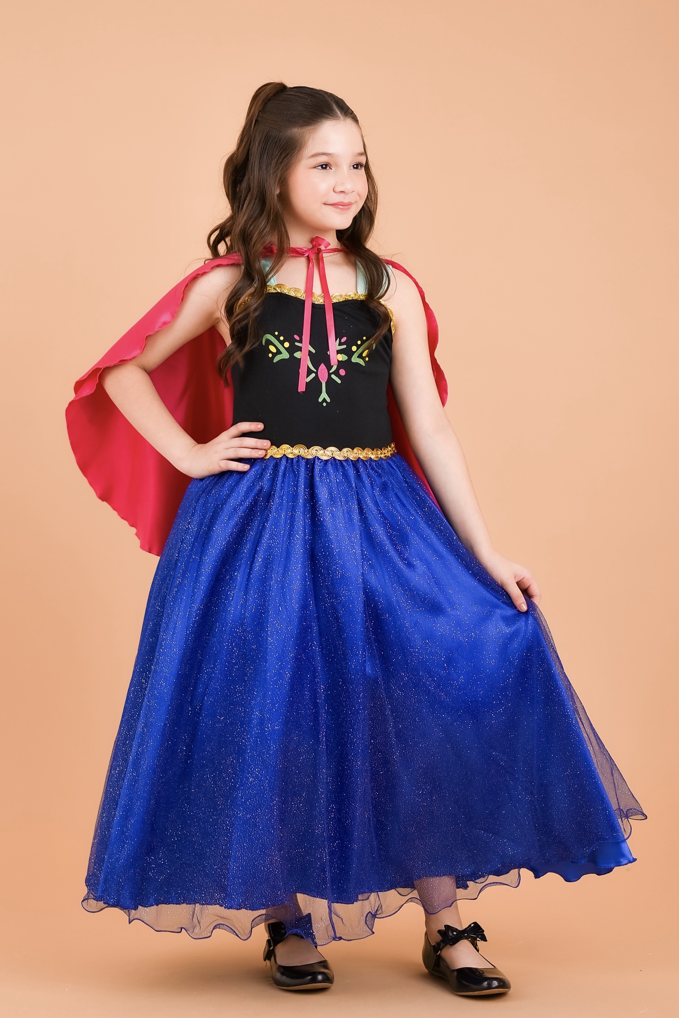 Fantasia Infantil Princesas Anna Frozen C/ Capa Luxo Festas