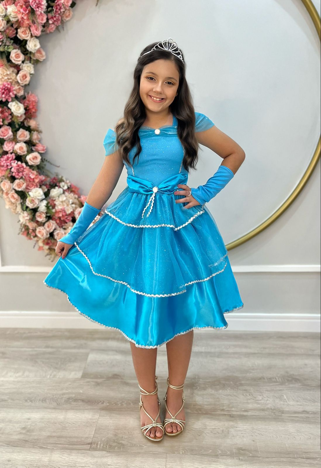 Fantasia Infantil Princesas Frozen Anna Elsa C/ Luvas Festas