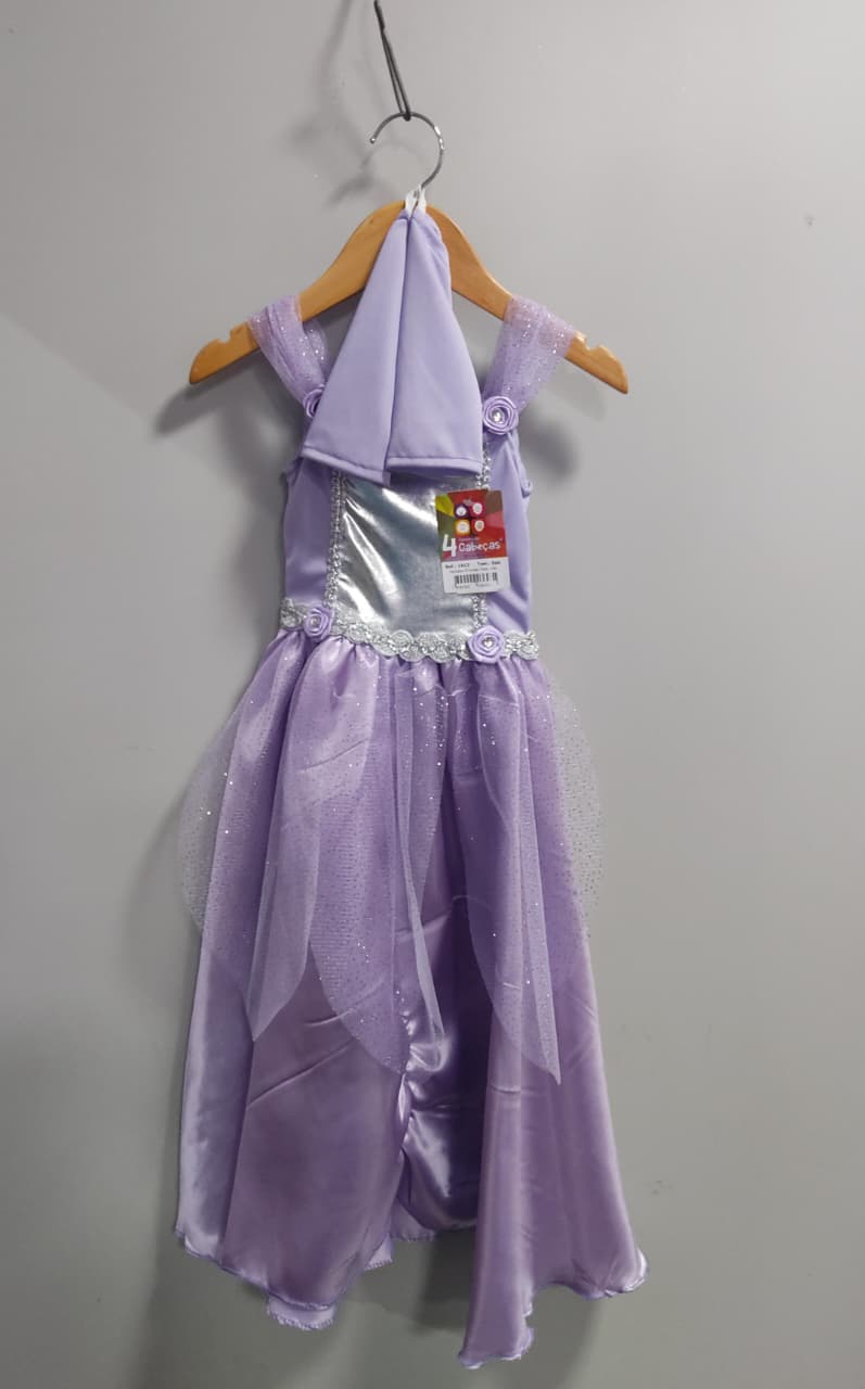 Fantasia Infantil Princesas Sofia e Rapunzel Com Luvas