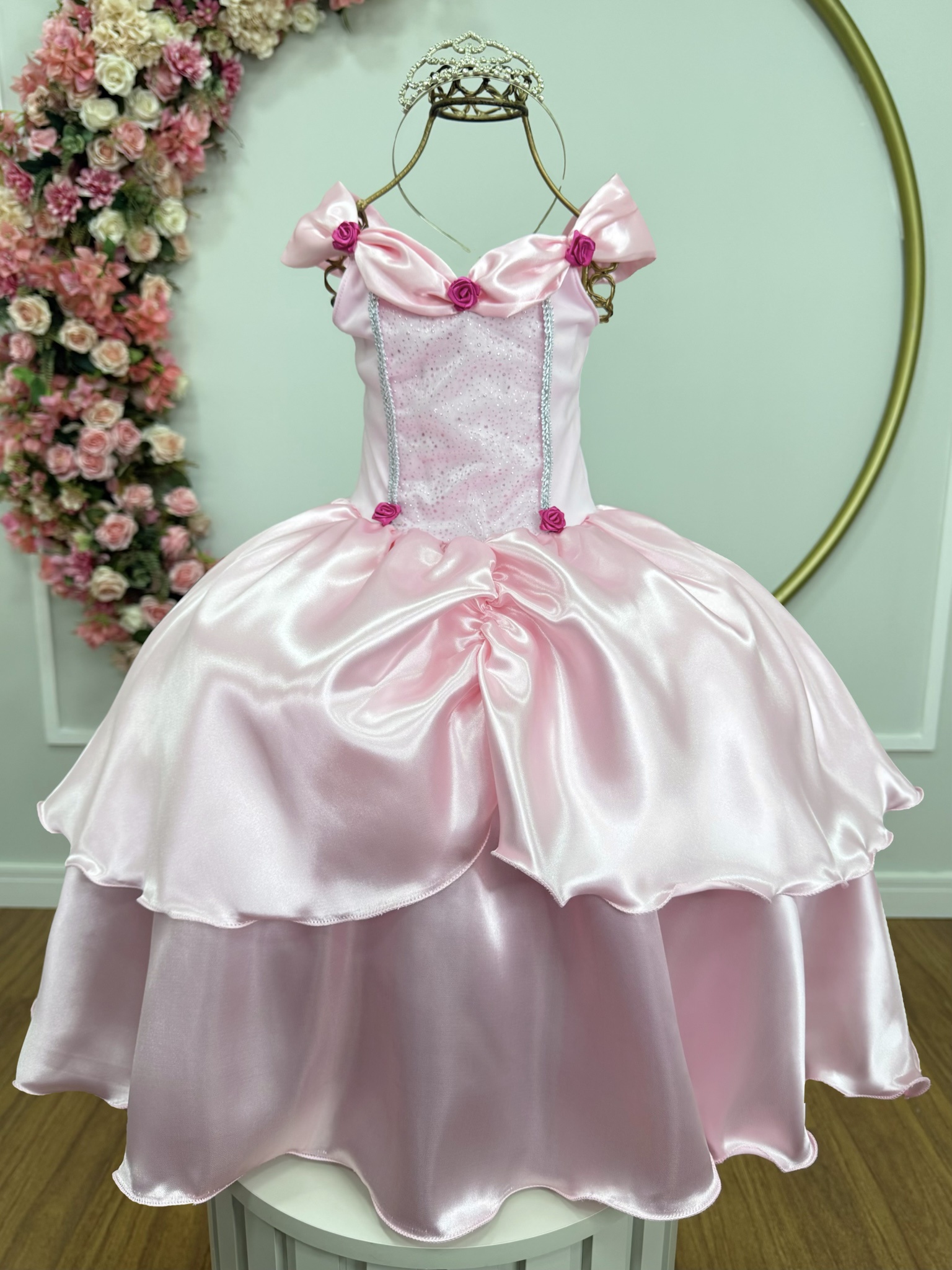 Fantasia Infantil Rosa Princesas Aurora Bela